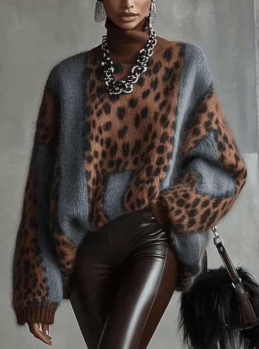 Samantha - Leopard Turtleneck Sweater