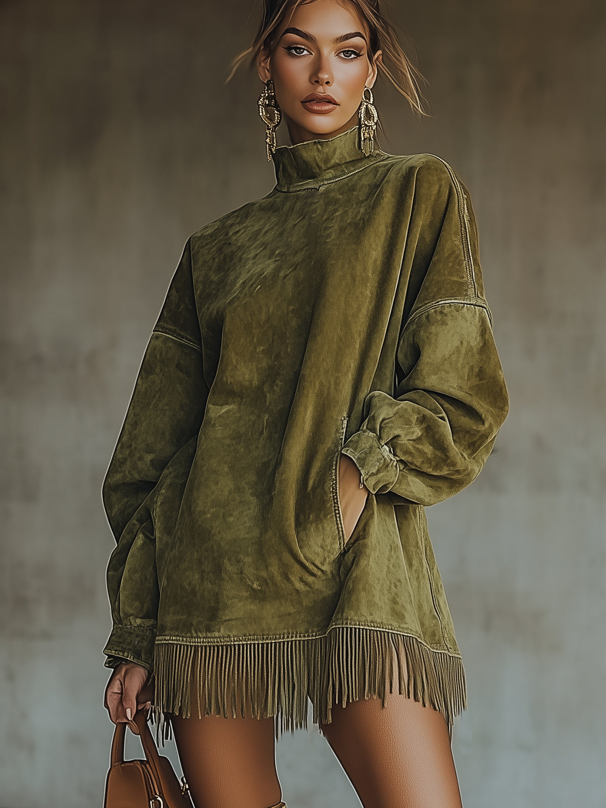 Olive - Turtleneck Dress